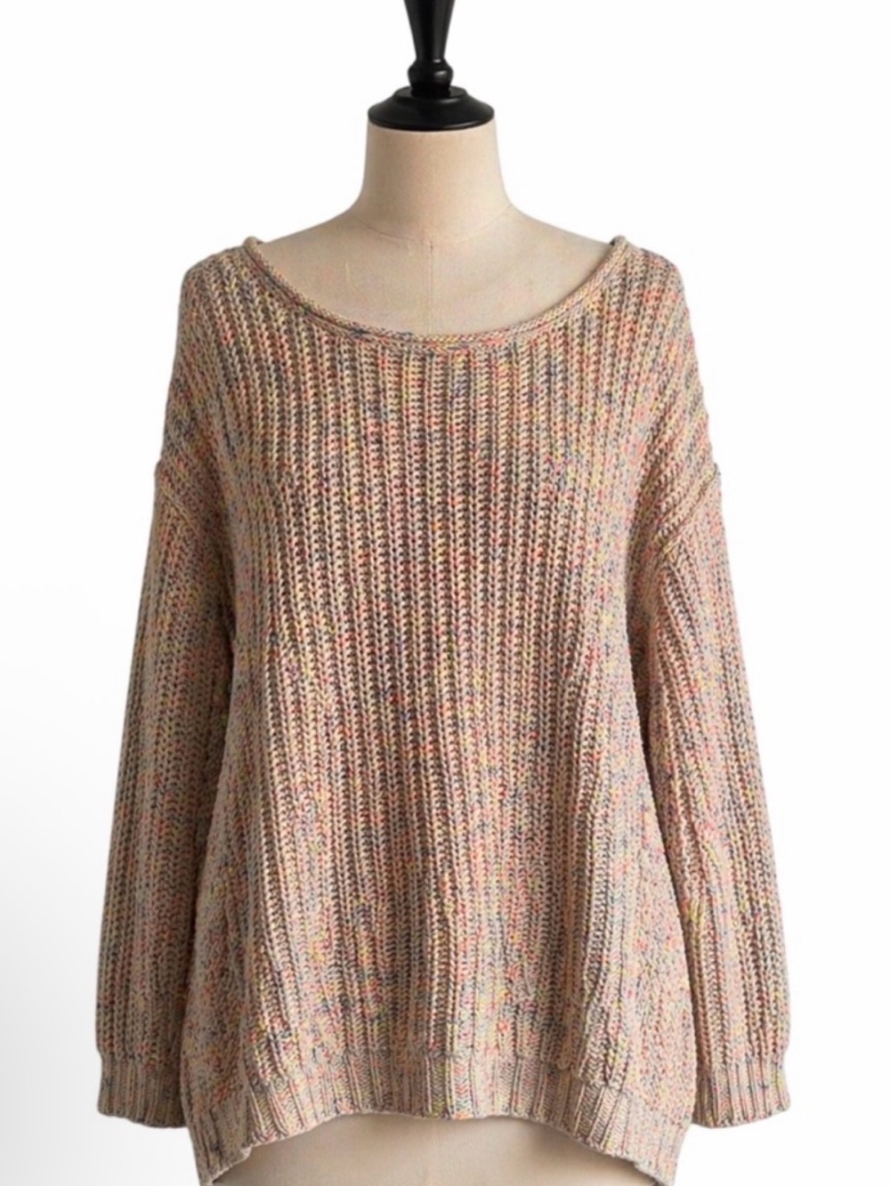 Free People Cozy Multicolor Speckled Knit Sweater EUC